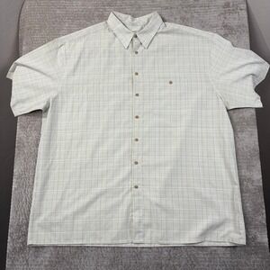 Moda Campia Mens 3XLT Plaid Short Sleeve Button Down Shirt Beige White Tall 3XLT